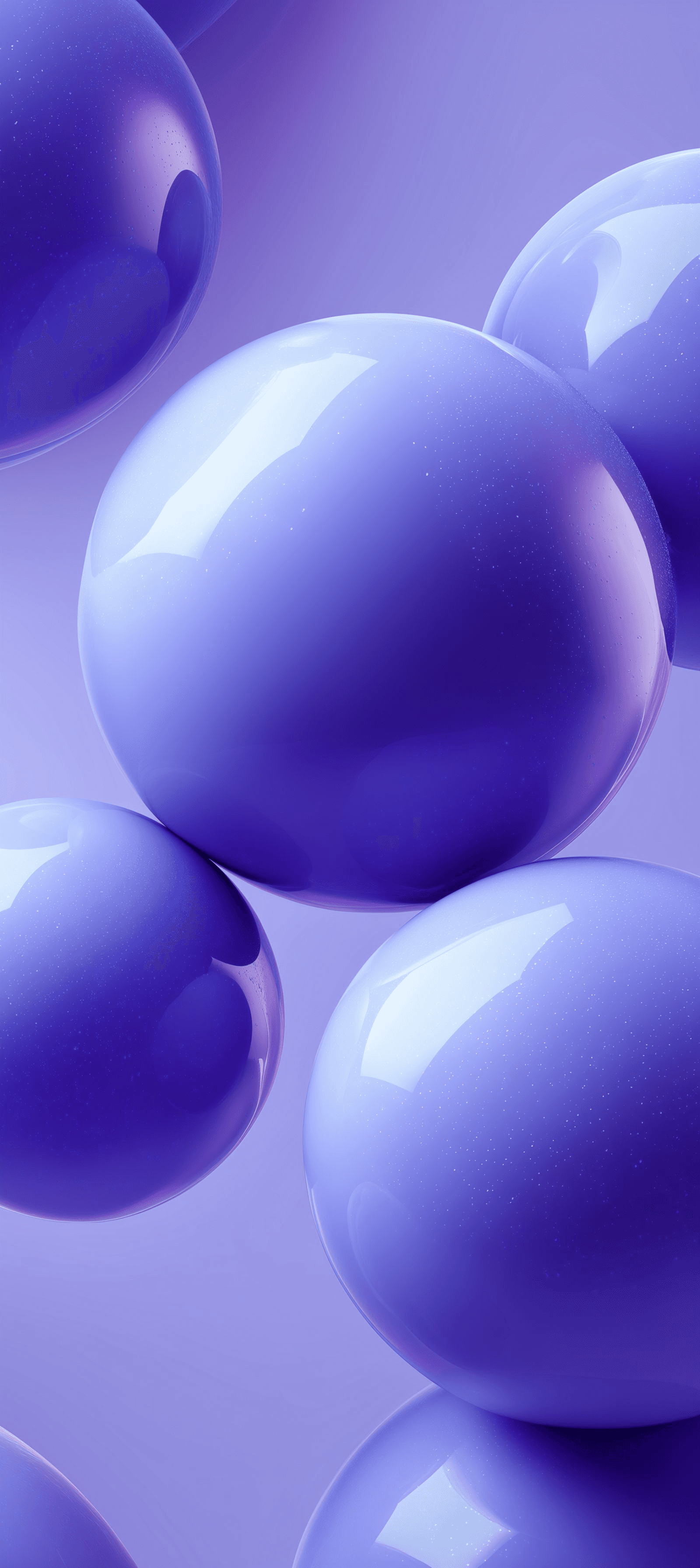 Composição abstrata de esferas azuis e violetas